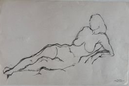 Hans-Peter von Ah, Kohlestift, weiblicher Akt, Nachlass