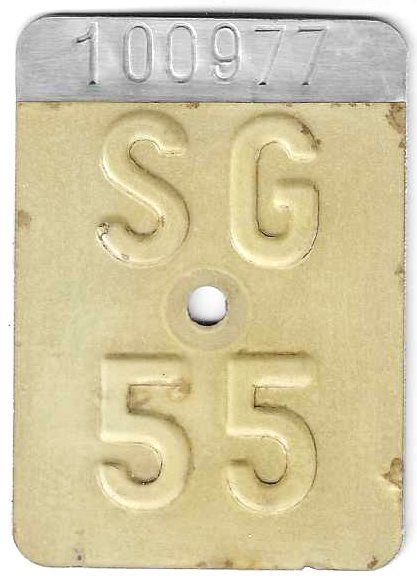 Insegne: Velonummer St. Gallen 1955 SG 55 – Usato da Bülach venduto da gmstart