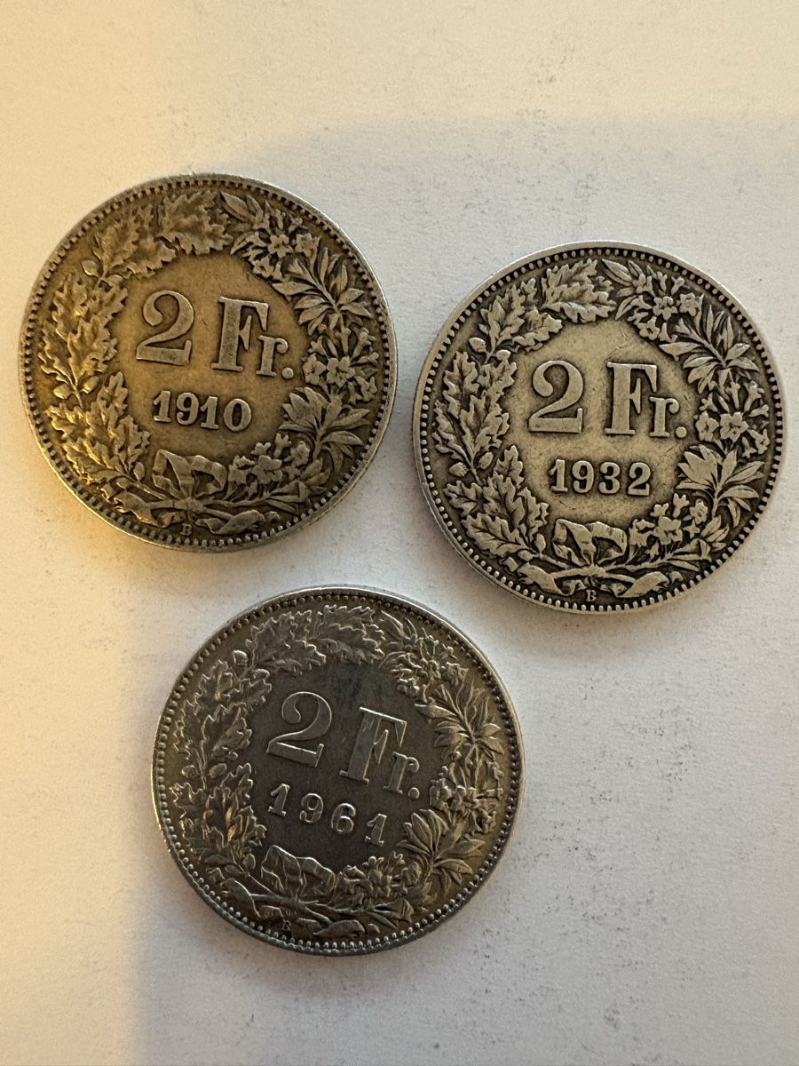 Alle Münzen: 2chf 1961/1910/1932 – Gebraucht aus Murten von Tzaugg 4