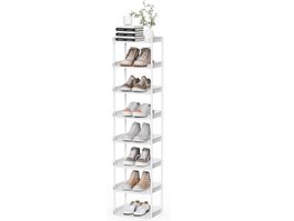 Schuhregal mit 8 Ebenen, Schmaler Schuh-Organizer weiss