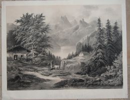 Genfersee seltene Lithographie bei Sala