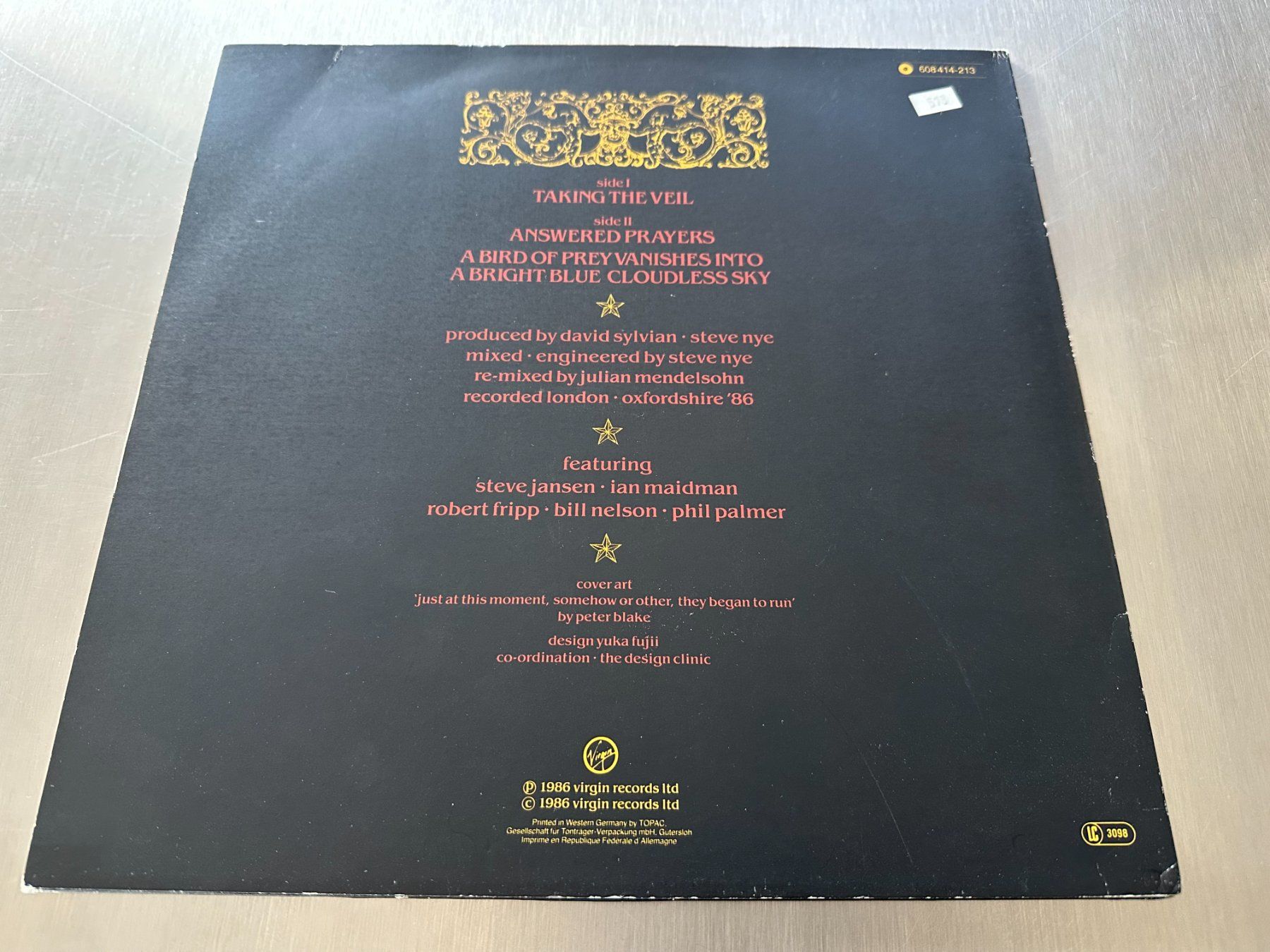 Dischi in vinile: DAVID SYLVIAN / JAPAN 12 TAKING THE VEIL – Usato da Sion venduto da jaipur1401 1