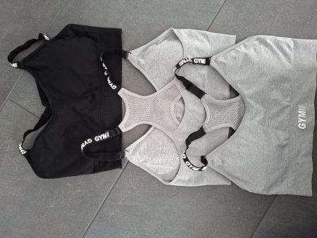 Set: 3x Sport BH Top Gr. S, New Yorker, schwarz, grau