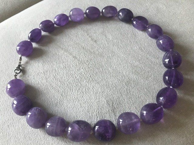 Pietre preziose: Amethyst Halskette Trommelstein 18/22 dunkel – Nuovo (secondo la descrizione) da Neu St. Johann venduto da Stewardess78