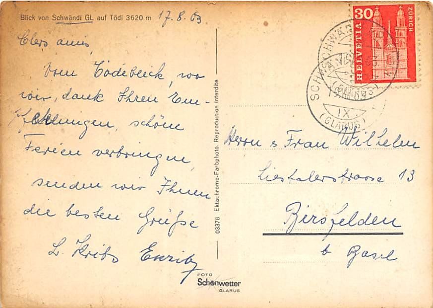 Cartes postales: GL - Schwändi – D'occasion à Ottikon b.Kemptth. par Neptun1974 1