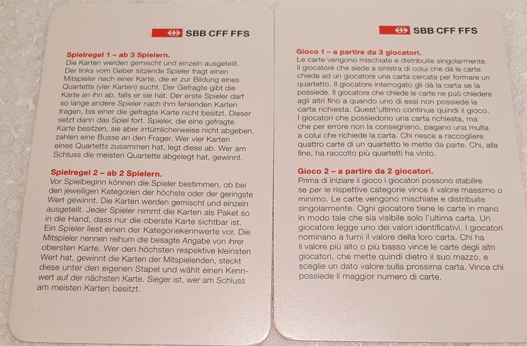 Giochi: SBB - CFF - FFS   -   Jeu de Famille Quartett – Nuovo e nell'imballaggio originale da Delémont venduto da Domdom1 6