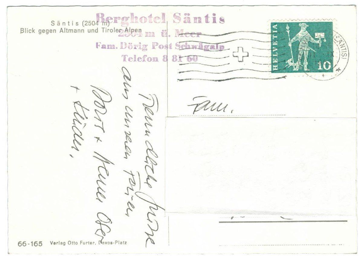 Cartoline postali: AK Berghotel Säntis 1963 – Usato da Zürich venduto da Tolima194 1