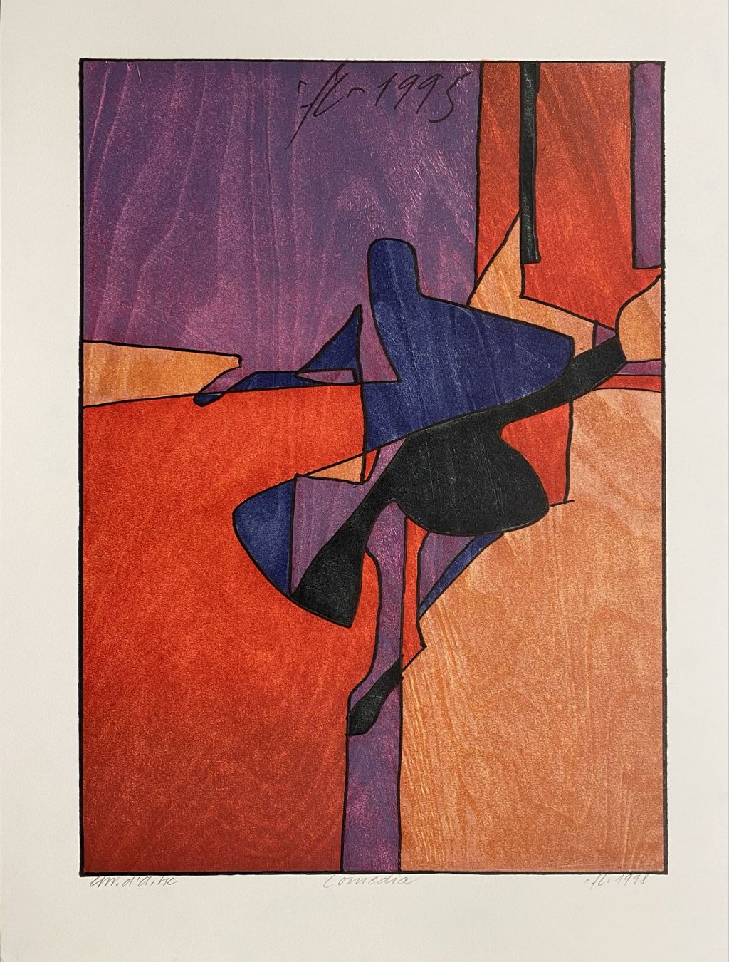 Xilografie: Franz Eggenschwiler : Holzschnitt "Comedia" 1998 – Nuovo (secondo la descrizione) da grenchen venduto da Belarte