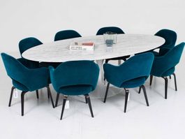 Knoll Tulip Table Oval 244cm - Eero Saarinen, weisser Marmor