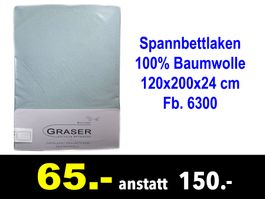 🔴 Spannbettlaken GRASER 120x200x24 cm Zwirnjersey /137C