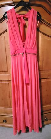 Abendkleid Gr. 38 pink Chiffon lang abnehmbarer Überrock
