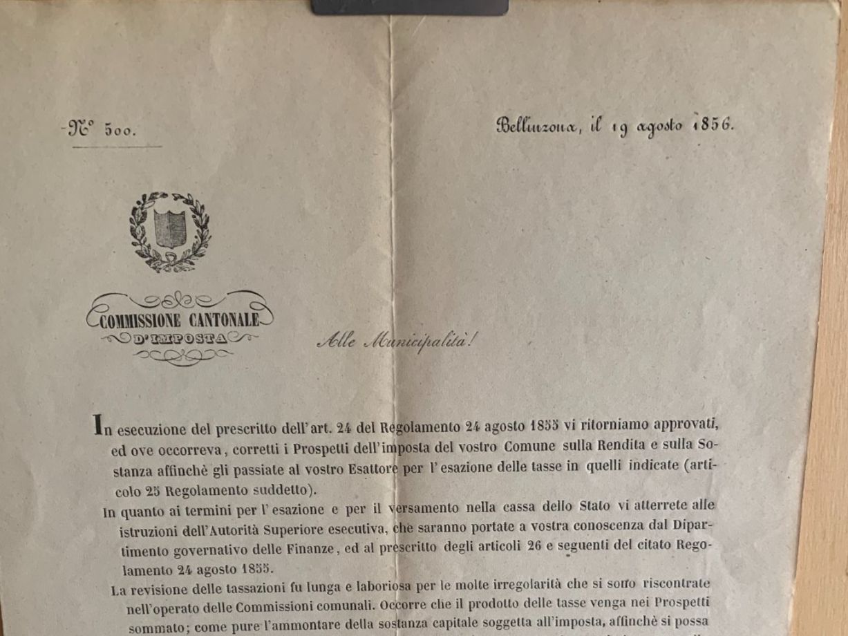 Documenti: Ticino - Bellinzona - 1856 – Usato da Sorengo venduto da 74in 3