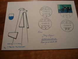 Brief 6014 Littau, 1. Tag der PLZ, alle o der Poststelle