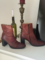 Leder Stiefeletten braun rot mit Absatz 