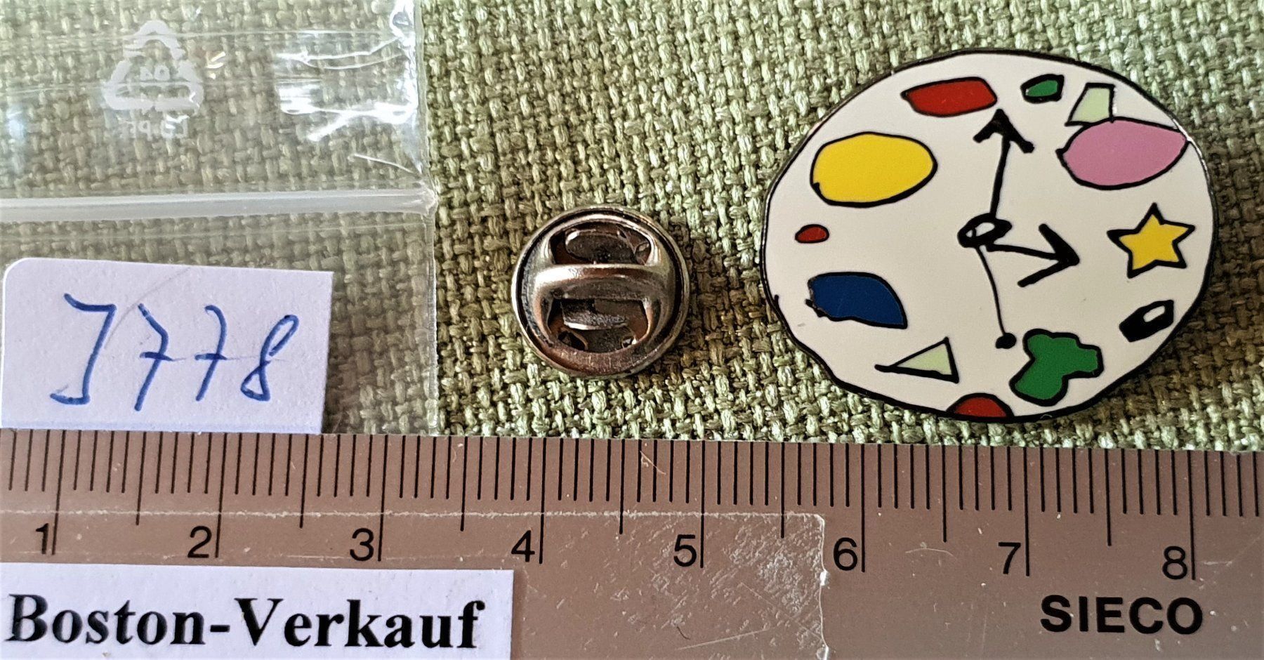 Placchette & Badge: J778 - Pin Farbige Uhr – Usato da Reinach BL venduto da Boston-Verkauf 2