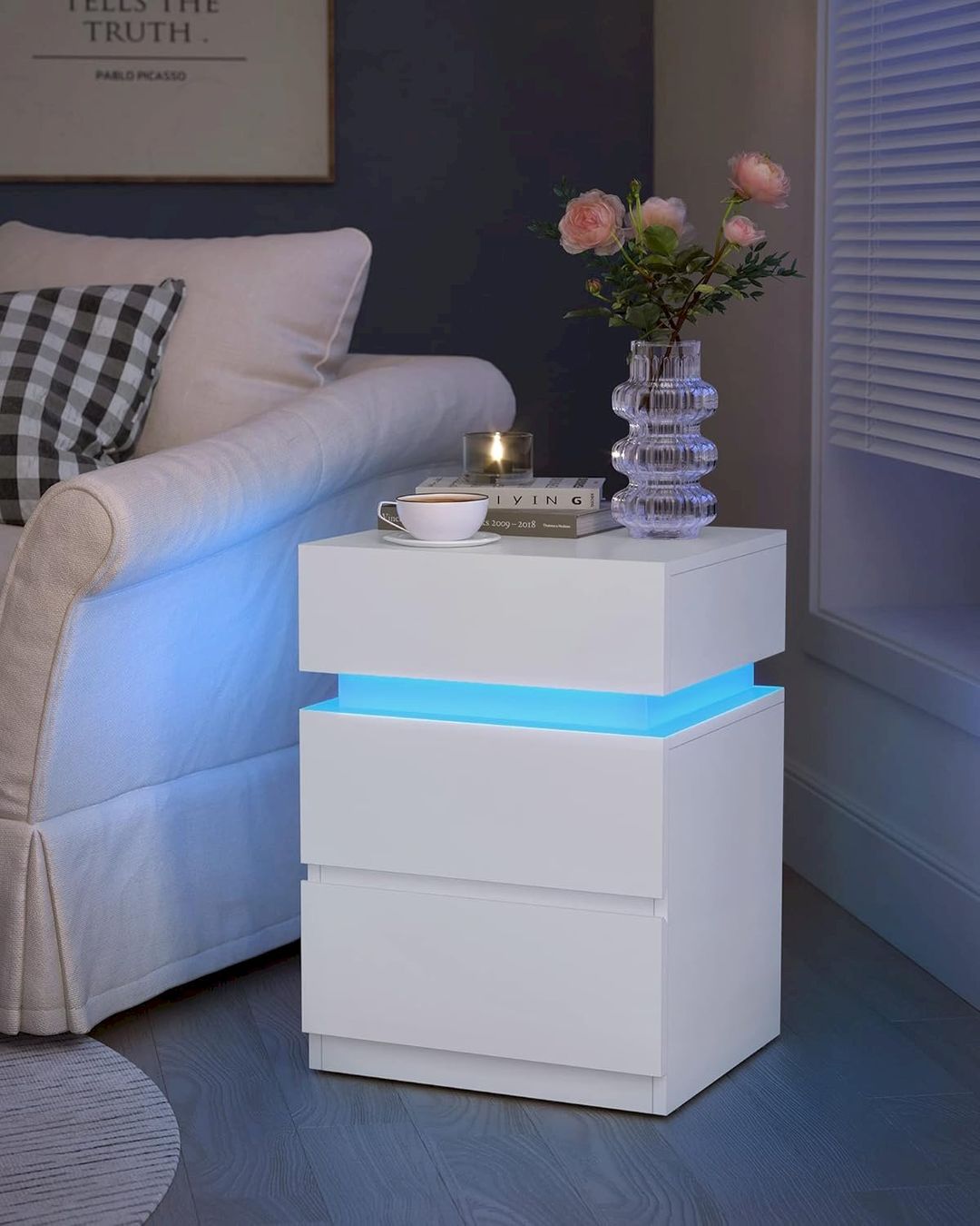 Comodini: VASAGLE Nachttisch mit LED-Beleuchtung – Nuovo e nell'imballaggio originale da Bottighofen venduto da zaap 1
