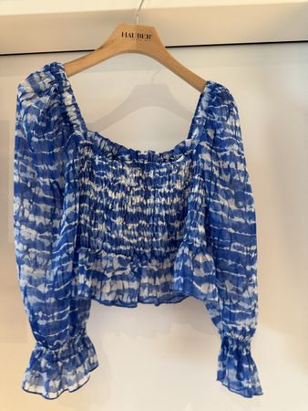 Zara Top, blau-weiss gemustert, Grösse S