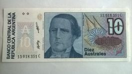 Billet banque Argentine 10 Australs série 1986 UNC