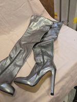 Overknee Stiefel Silber Metallic – Made in Italy – Gr. 39 –