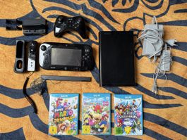 Nintendo Wii U Konsole Schwarz + 3 Games - Top Zustand!