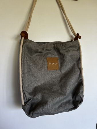 Stylische Umhängetasche Oh la la - Graue Canvas Tasche