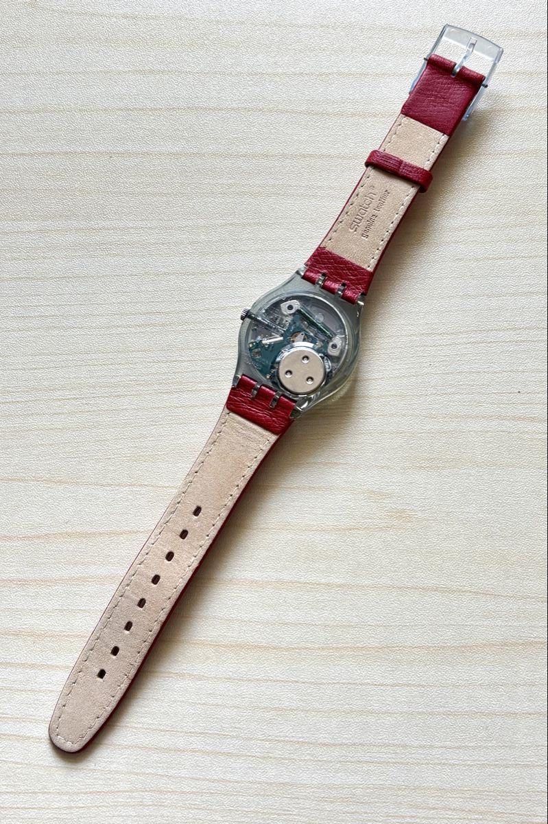Swatch Orologi: Swatch Solar Uhr Rot Lederarmband  – Usato da Grenchen venduto da chththl 5