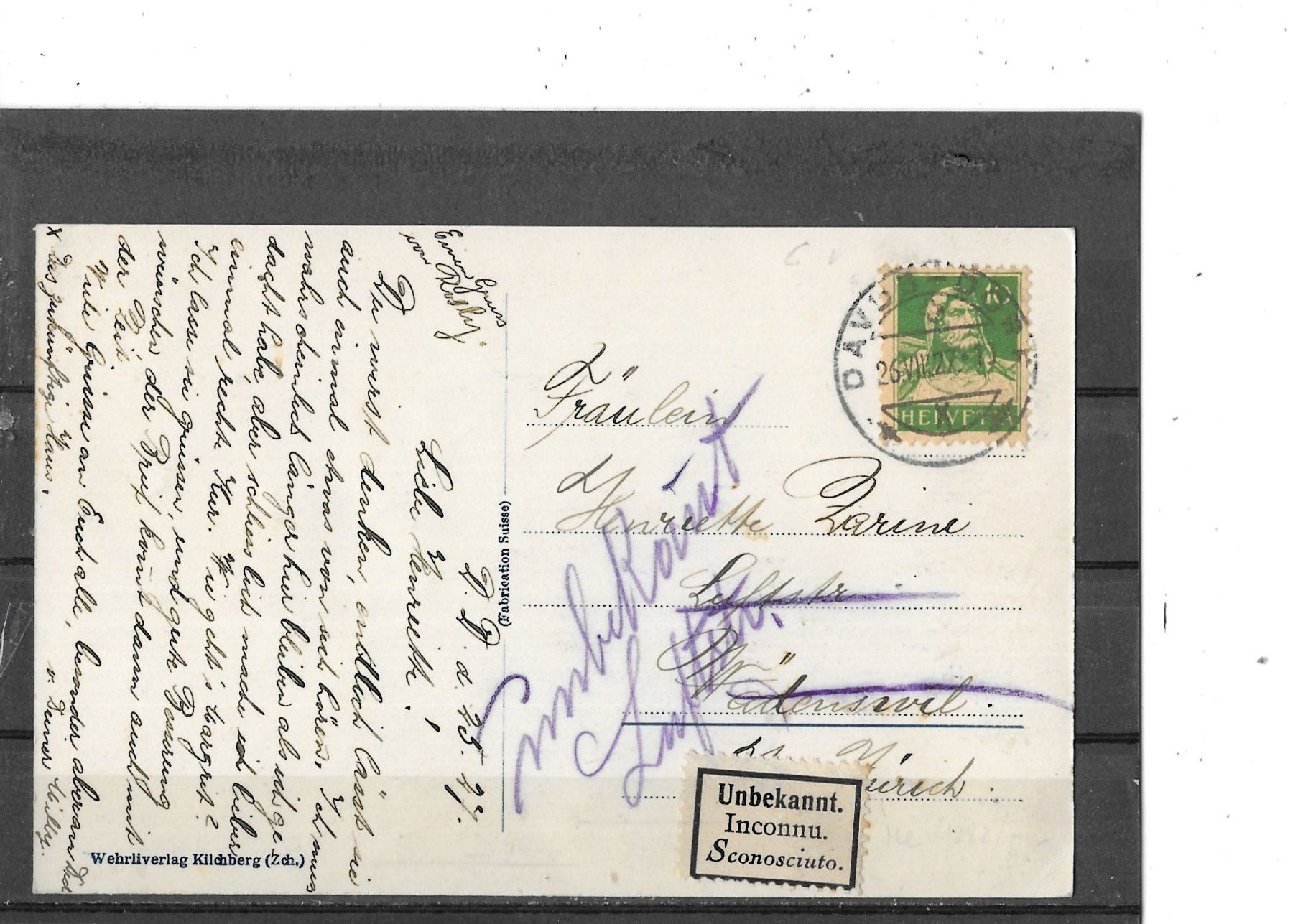 Cartoline postali: GR Davos 1927 Englisch-Viertel – Usato da Schocherswil venduto da Wilare 1