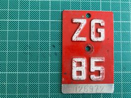 Velonummer Fahrradschild ZG 85 - 026972