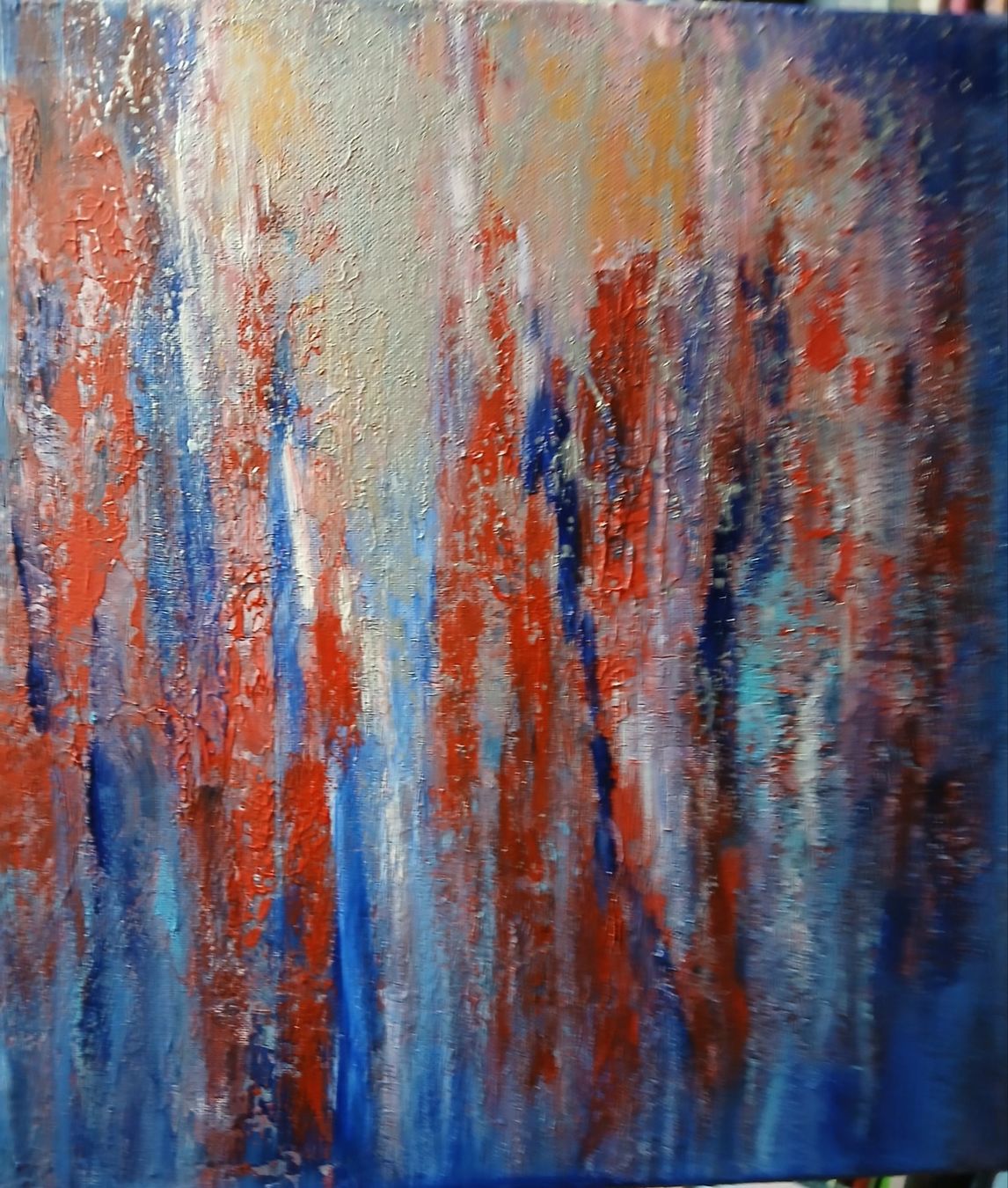 Dipinti: Originalgemälde, Blau mit Silber, Leinwand 40x40 cm – Nuovo e nell'imballaggio originale da Beinwil am See venduto da Superchance 2