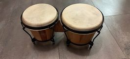 Bongo Trommel Set Holz Naturleder guter Zustand