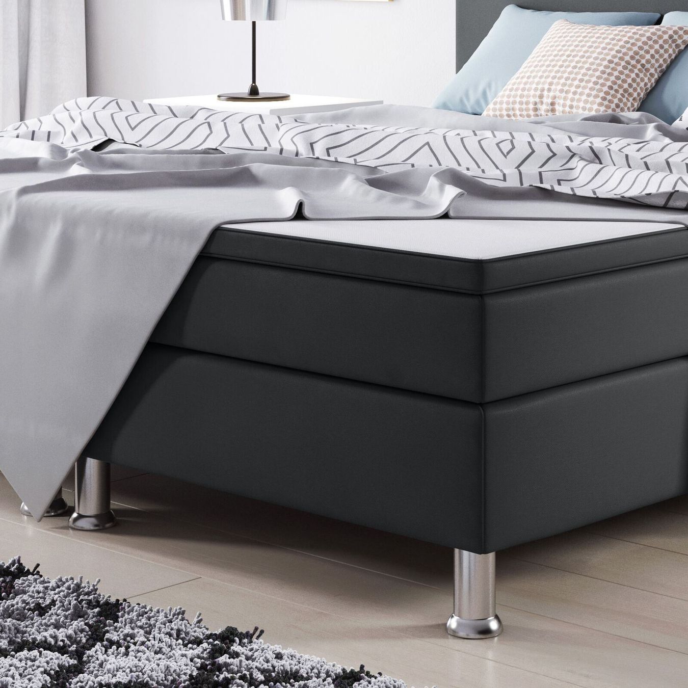 Betten: Boxspringbett 180x200 Anthrazit Doppelbett Bett Hotelbett – Neu und originalverpackt aus Wallenwil von toesstal-vertrieb 2