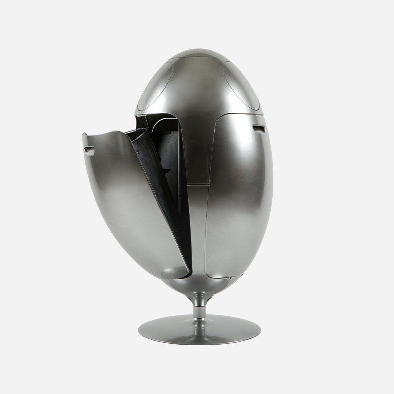 Cestini per rifiuti: Mülleimer Ovetto Soldi Design chrom Space Age – Nuovo e nell'imballaggio originale da Zürich venduto da re.naissance 2