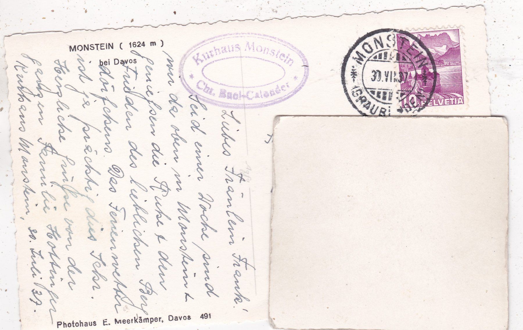 Cartoline postali: Monstein bei Davos 1937 – Usato da Herisau venduto da Lisegrat2008 1