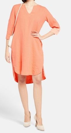 Leinenkleid Sommerkleid Nadine H Gr. 46 Lachs Leinen XXL NEU