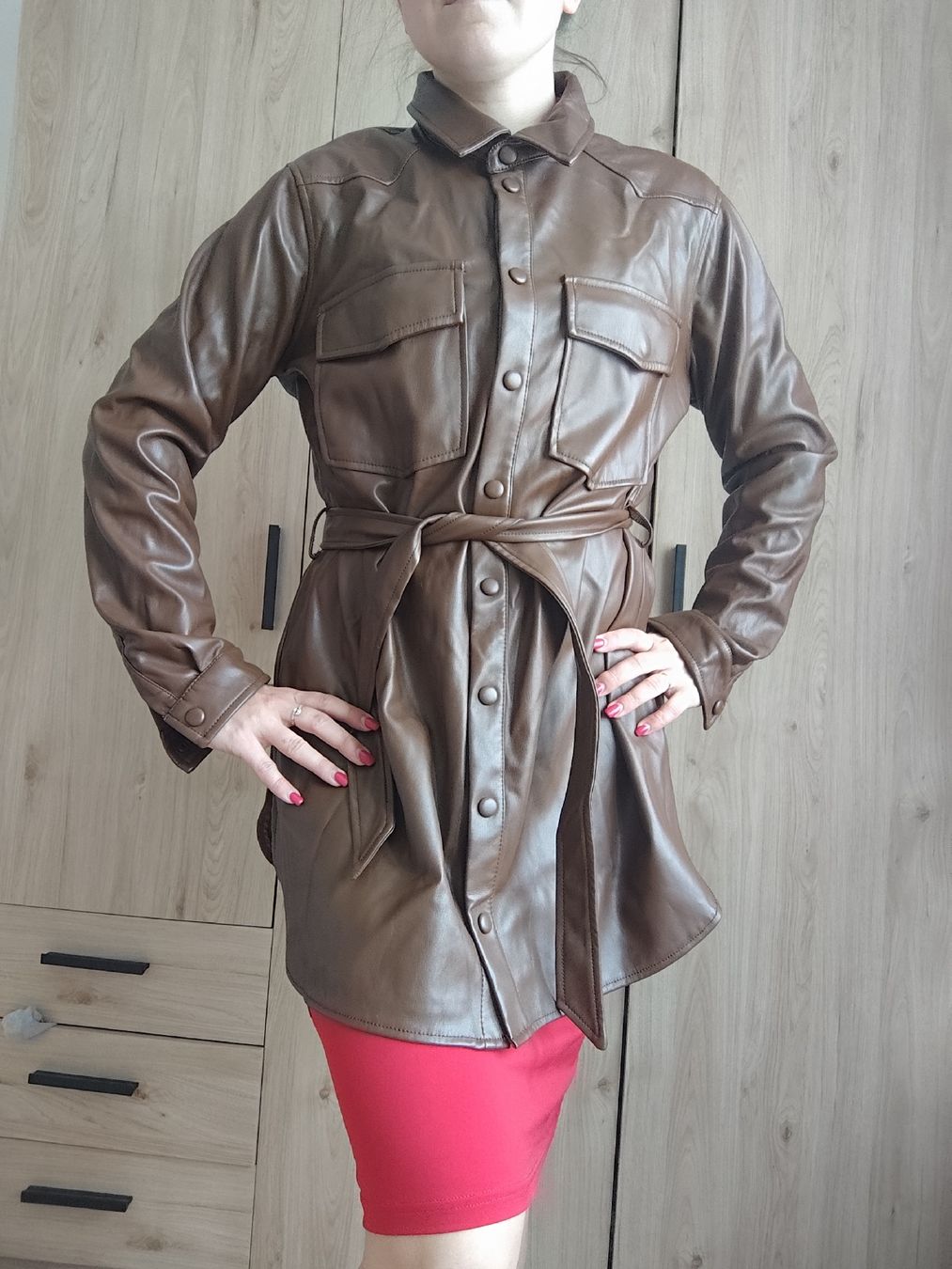 Giacche: Brown Faux Leather Jacket Size 44 – Usato da Mägenwil venduto da VintageGirly 5