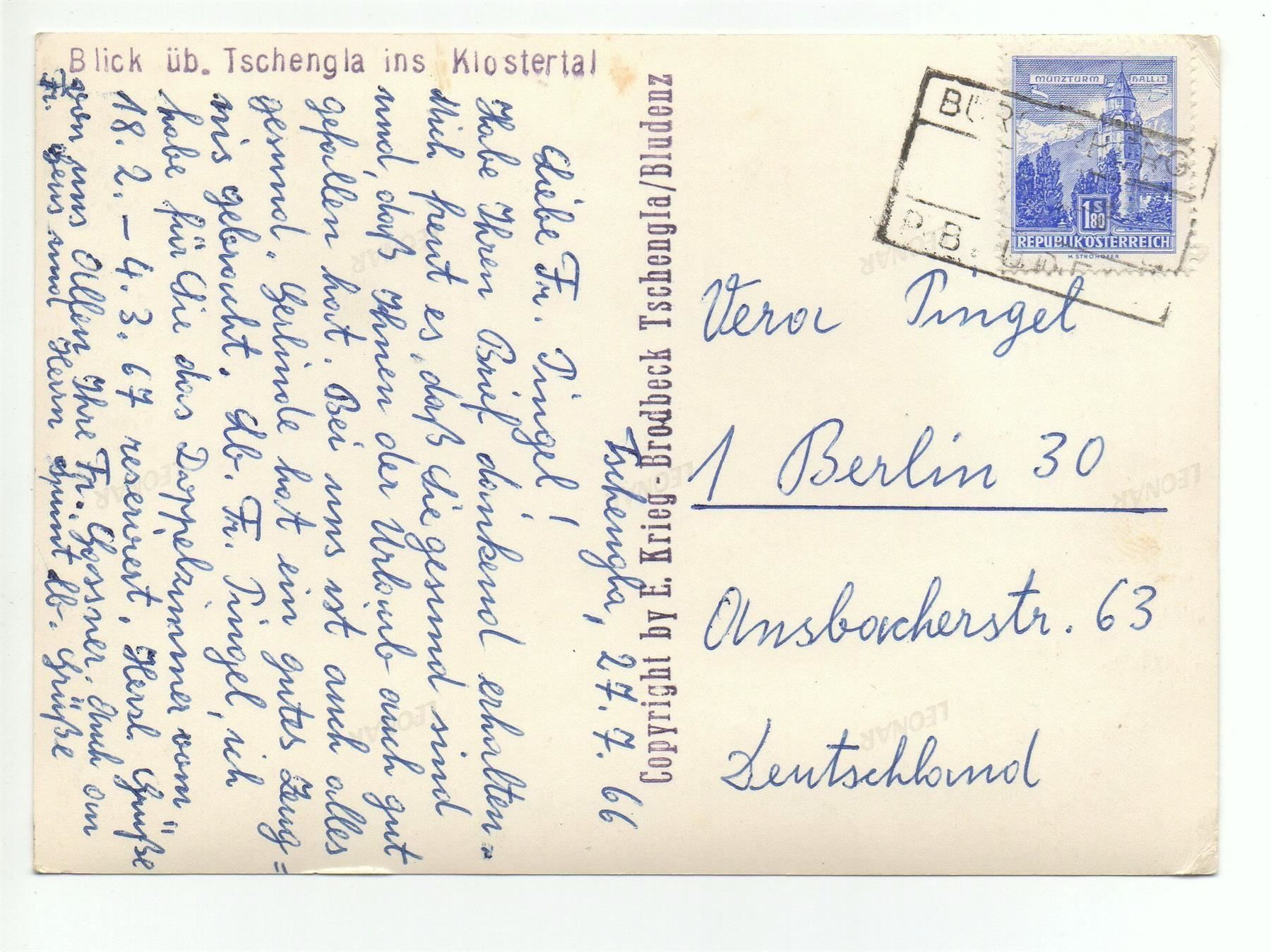 Ansichtskarten: BLUDENZ Blick üb. Tschengla ins Klostertal – Gebraucht aus Jona von philajona 1