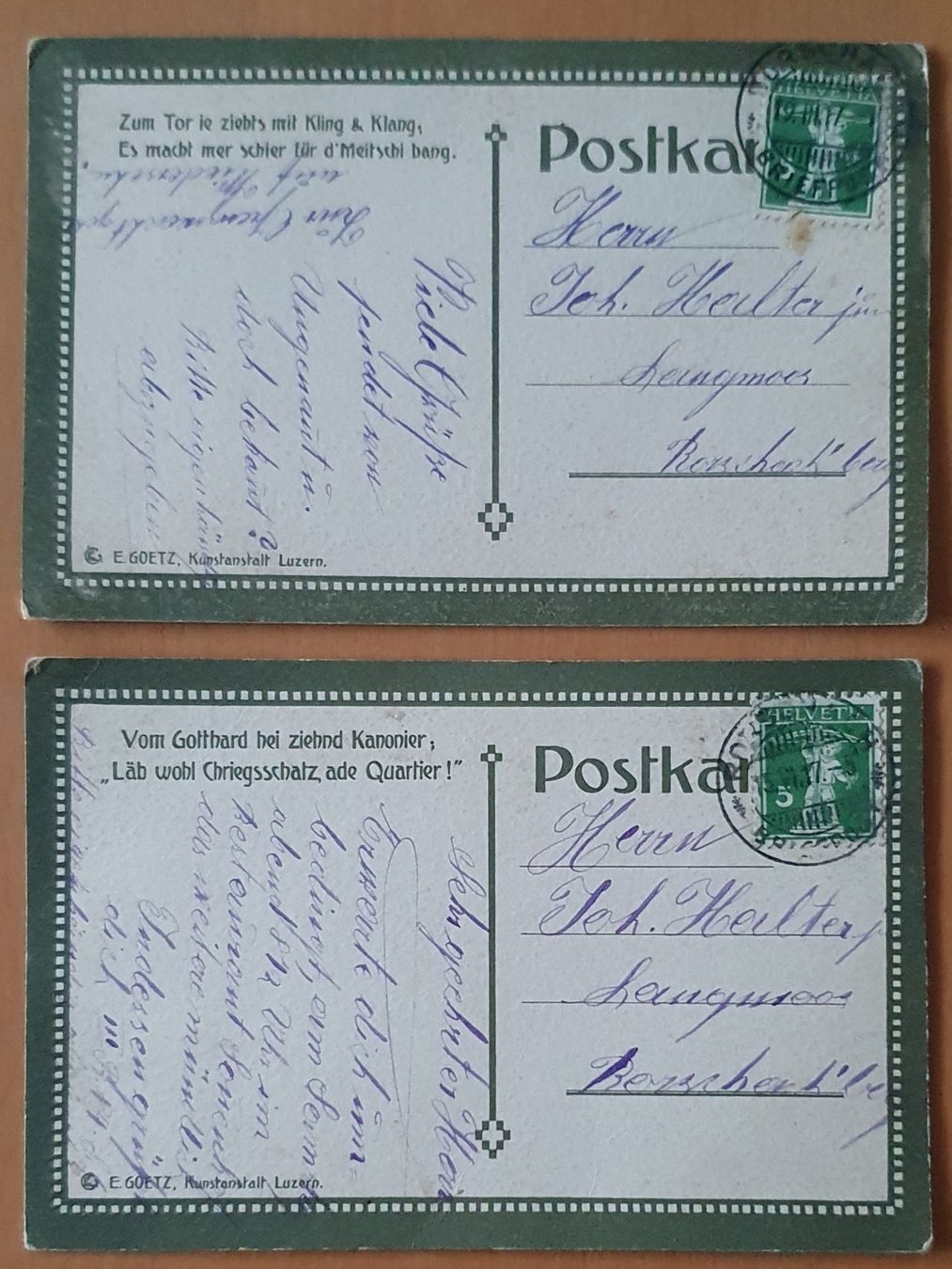 Cartoline postali: 2 Ansichtskarte - Militär 1917 – Usato da Kreuzlingen venduto da Rschweiz1 1