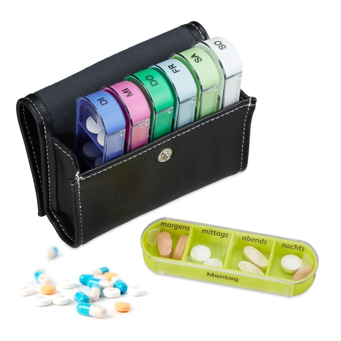 Altro in Cosmetici & Cura: TABLETTENBOX 7 TAGE mit ETUI KUNSTLEDER – Nuovo e nell'imballaggio originale da Gerlafingen venduto da Tsuru