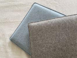 4 Sitzkissen, hellblau, grau 