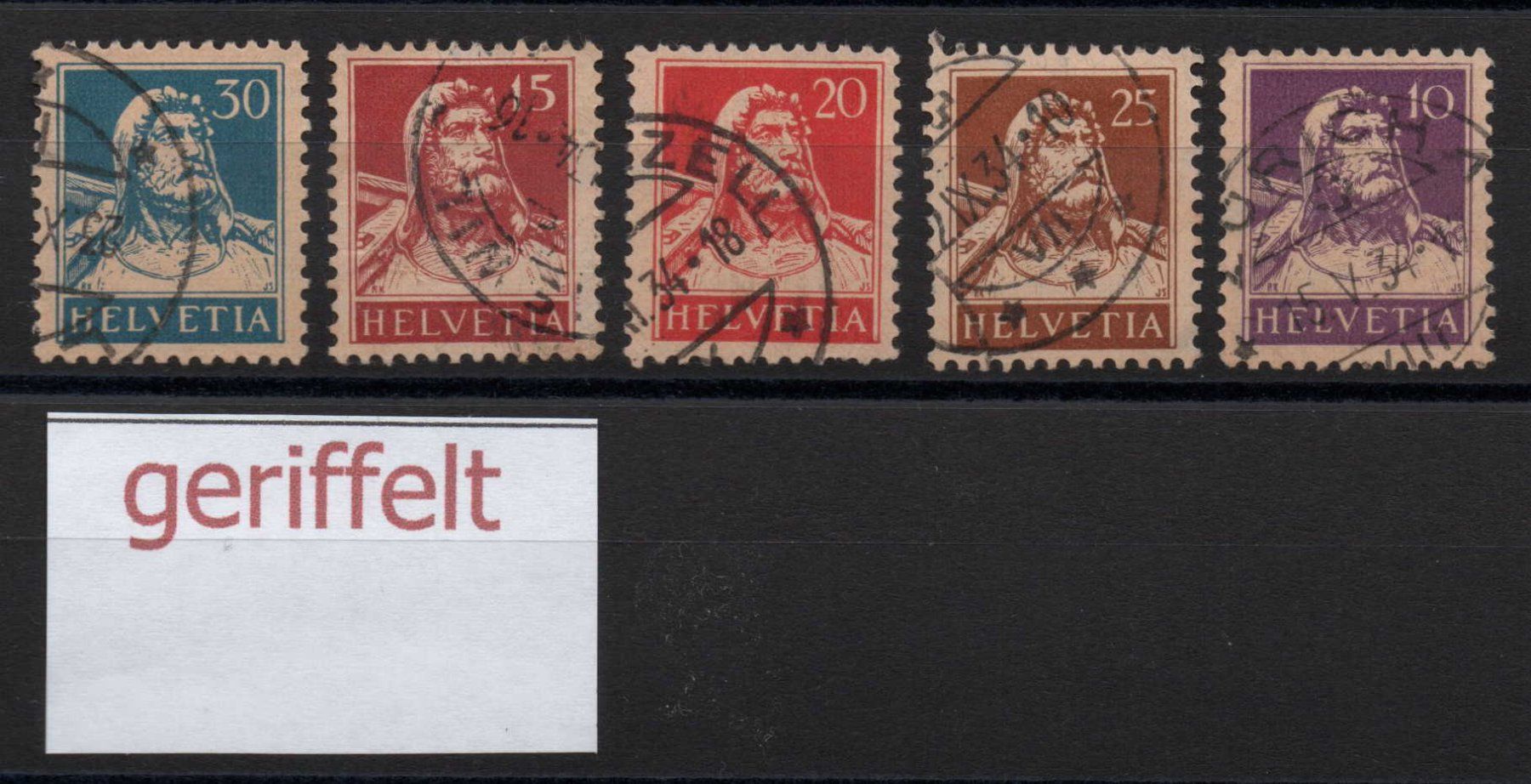 Alle Briefmarken: 1932-33 Tellbrustbild, geriffeltes Papier – Gebraucht aus Wallisellen von han_z8cl