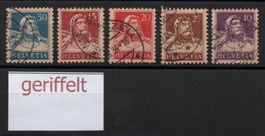 1932-33 Tellbrustbild, geriffeltes Papier
