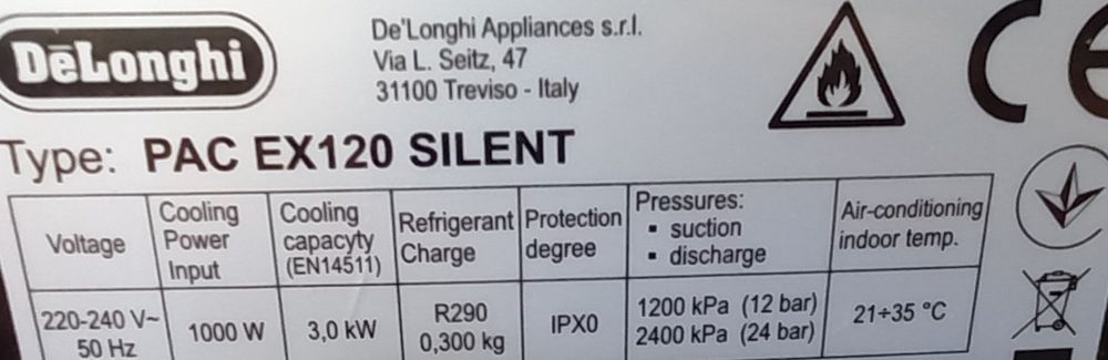 De'Longhi Klimageräte: DeLonghi Pinguino PAC EX120 Klimagerät inkl. Fenstereinsatz – Gebraucht aus Jona von Guhlmario 5