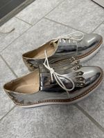 Zara Plateauschuhe Silber Gr. 37  Fransen Halbschuh Sneaker