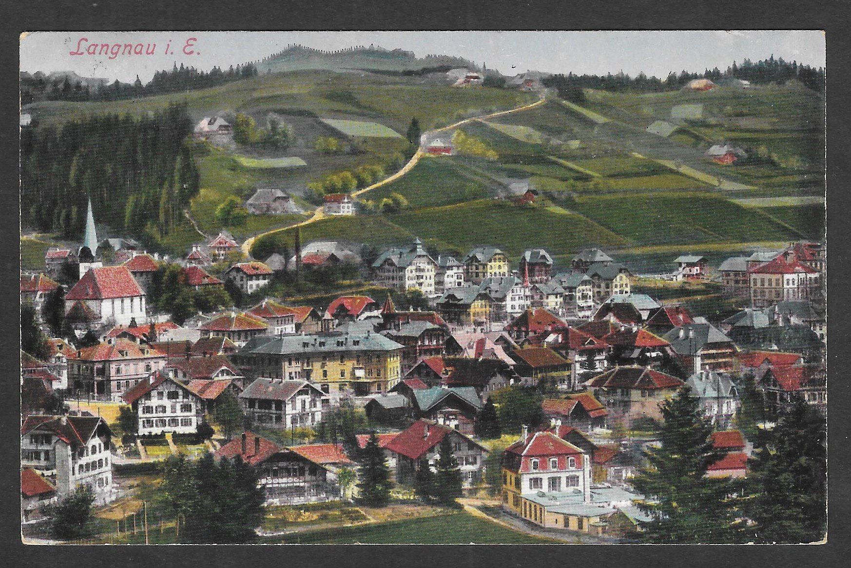 Cartoline postali: Langnau Gesamtansicht – Usato da Olten venduto da clotaldi