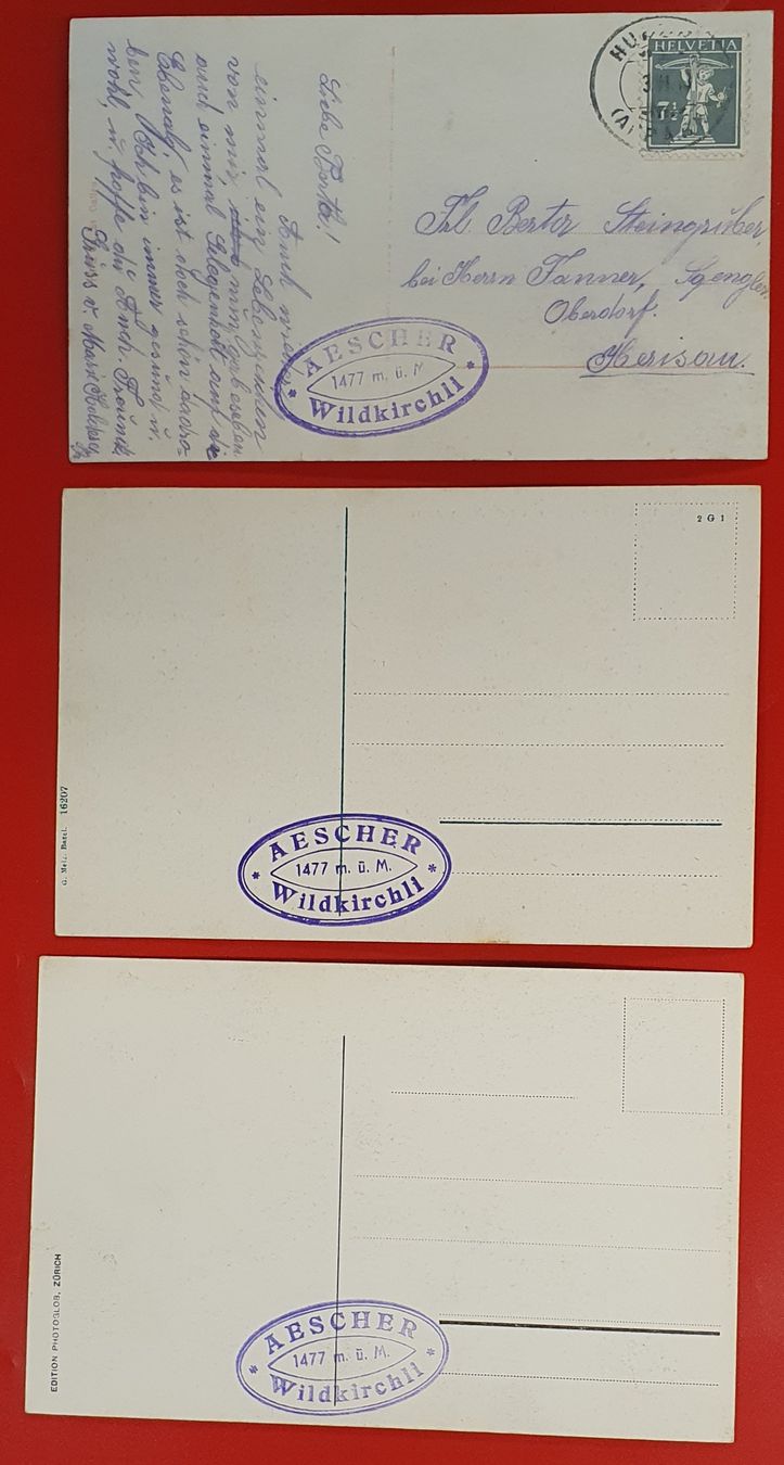 Cartoline postali: 3 Ansichtskarten Aescher  - Wildkirchli – Usato da Kreuzlingen venduto da Rschweiz1 4