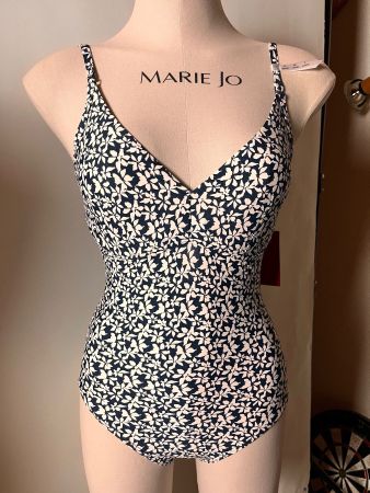 ESPRIT Badekleid, Grösse 38/75C, Farbe Blau/Weiss