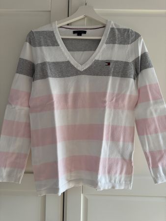 Damen Pullover Tommy Hilfiger Streifen Weiss/Rosa Grösse S