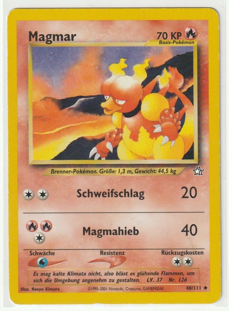 Pokémon Carte collezionabili: Pokémon Magmar (40/111), Neo Genesis – Usato da Biel/Bienne venduto da historian-198
