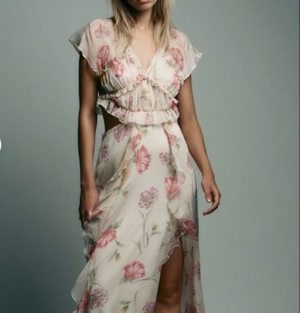 Zara Maxikleid mit Blumenmuster/Gr S