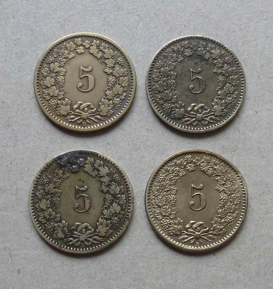 Tutti le monete: Lot ++ 5 Rappen ab 1850 bis 1877 – Usato da Walkringen venduto da Casablanca777 4